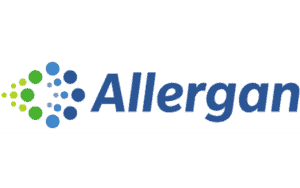 Allergan logo, healthcare and pharmaceutical company branding.