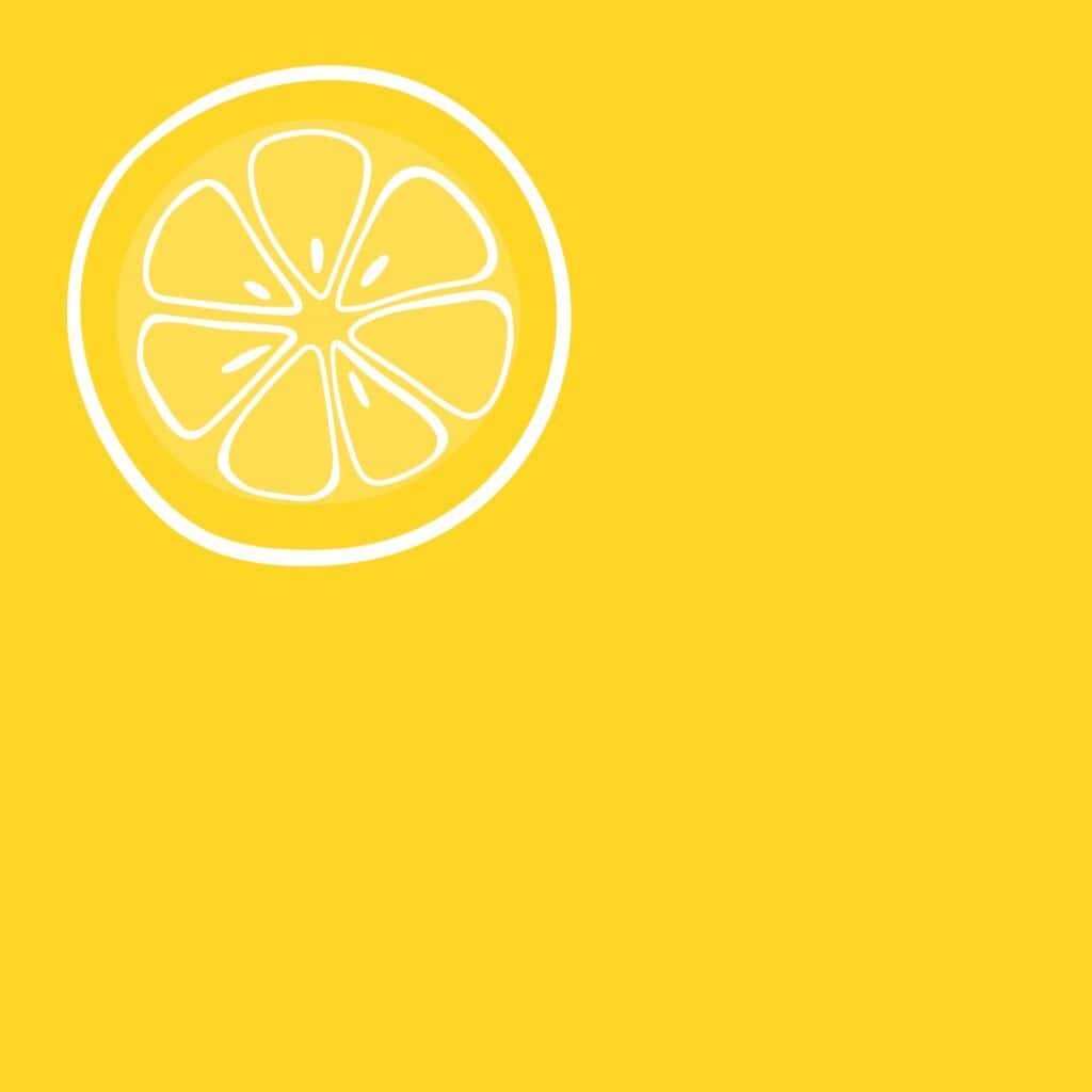 Bright lemon slice illustration on vibrant yellow background.