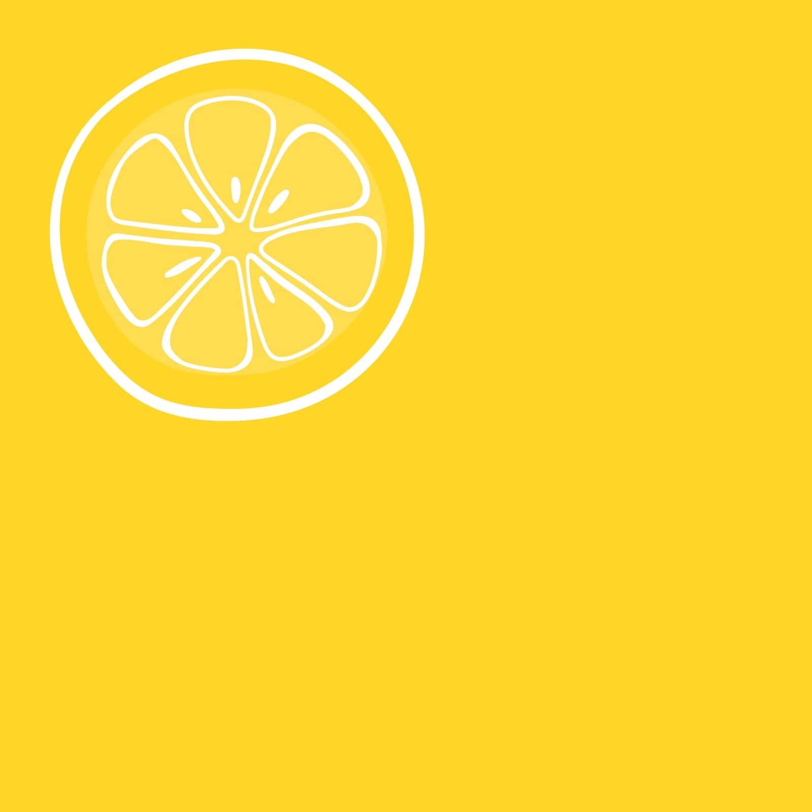 Bright lemon slice illustration on vibrant yellow background.