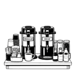 Coffee spice jars on a wooden tray at Sunny Cups Coffee shop.