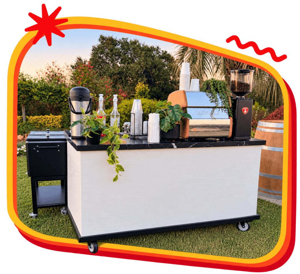 Sunny Cups Coffee mobile espresso bar at outdoor event in Bay Area.