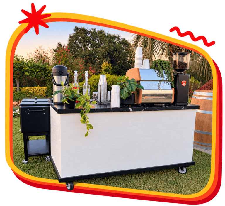 Sunny Cups Coffee mobile espresso bar at outdoor event in Bay Area.